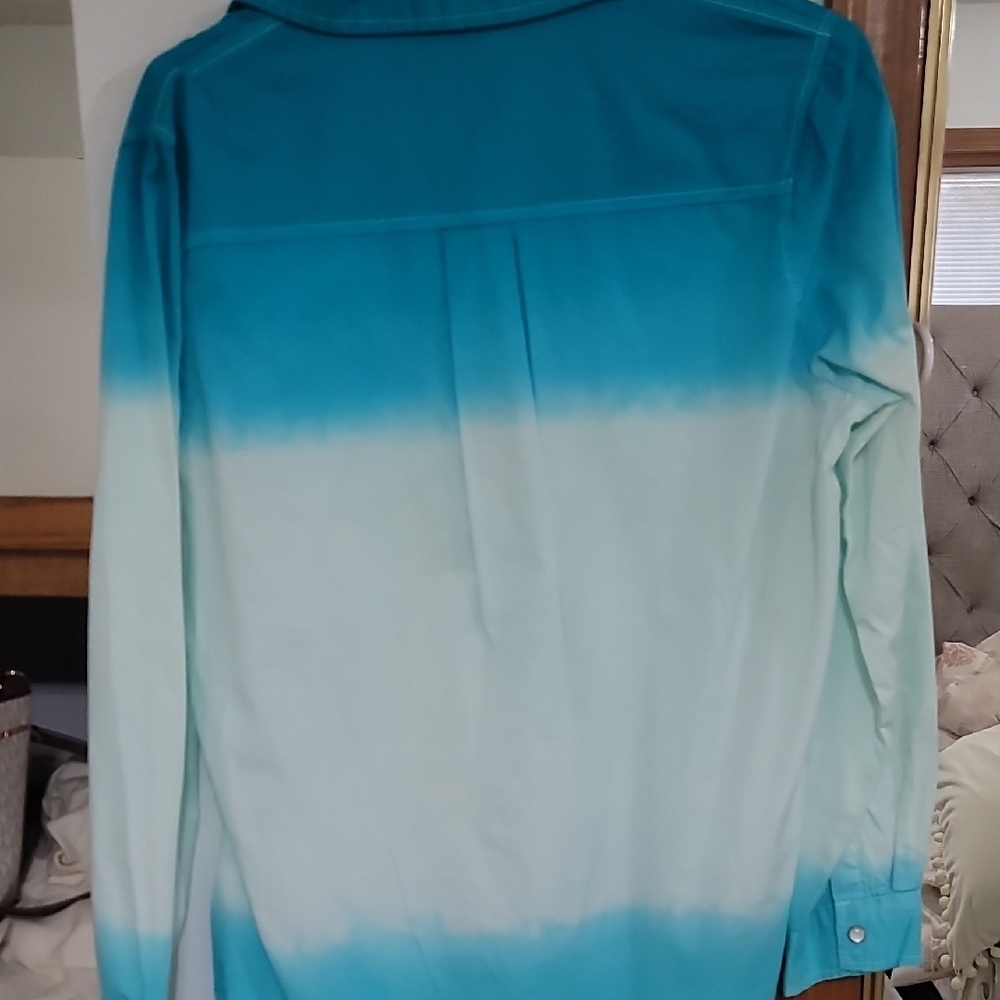 NWT Signature Studio Teal Button-Up Shirt - Picture 4 of 4
